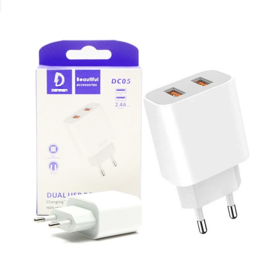 Denmen Adapter DC05 2 USB 2.4A 5V White